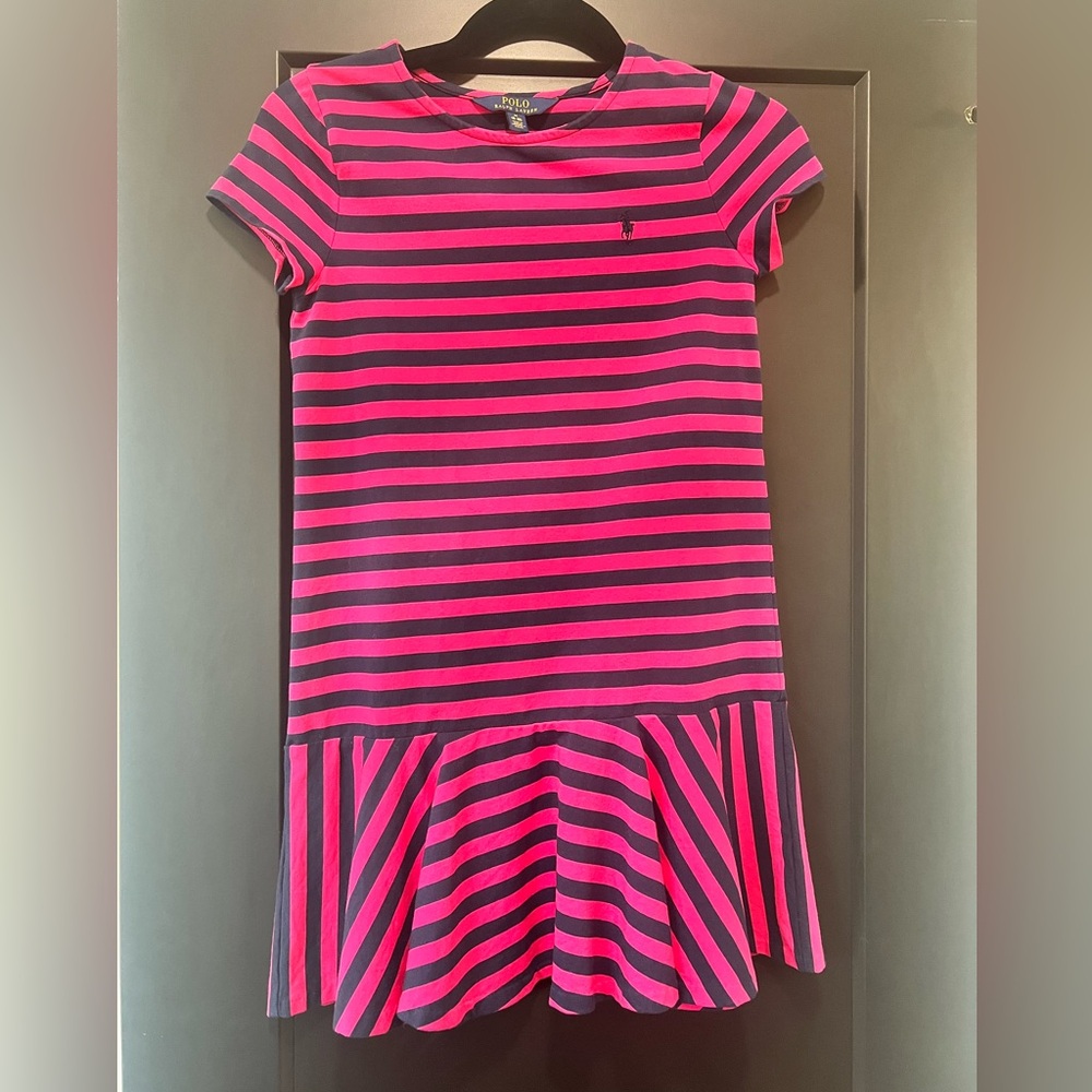 Polo by Ralph Lauren Kids Pink and Navy Striped Dress